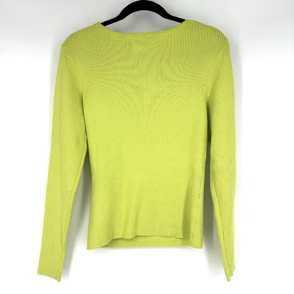 NWT Samsoe Everly Crew Neck Ribbed Knit Cutout Sweater Top Daiquiri Green XL - Picture 5 of 9